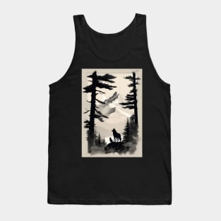 Wolf in Trees Silhouette Tank Top